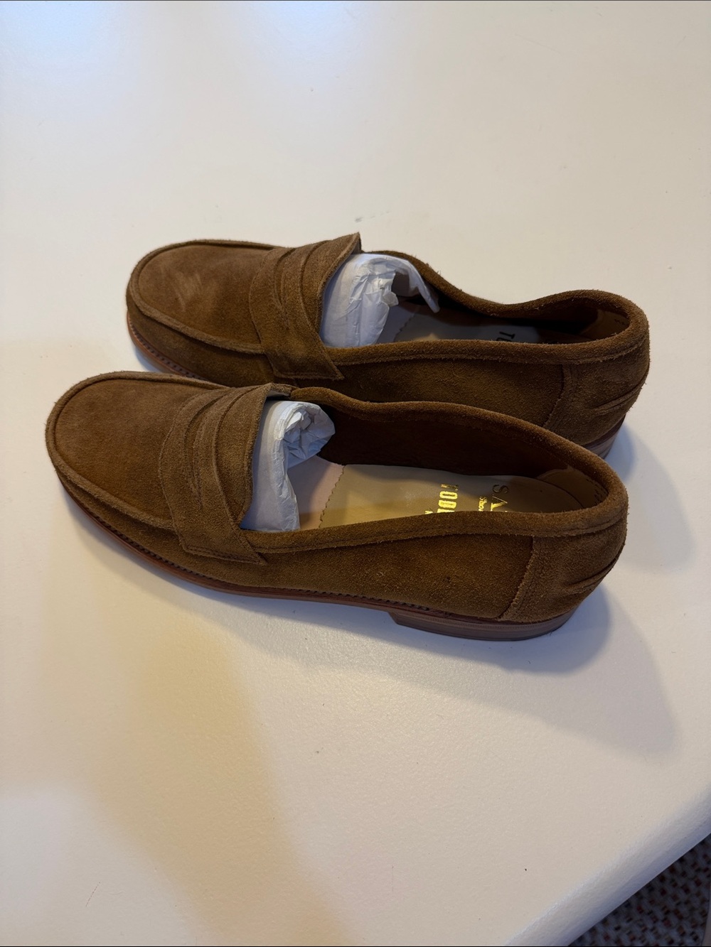 Todd Snyder X Sanders Brown Suede Penny Loafers Sz 9.  Bag6